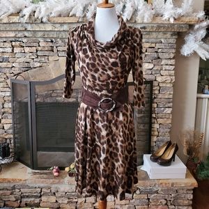 Jessica Howard Women's Brown Tan Leopard Dress